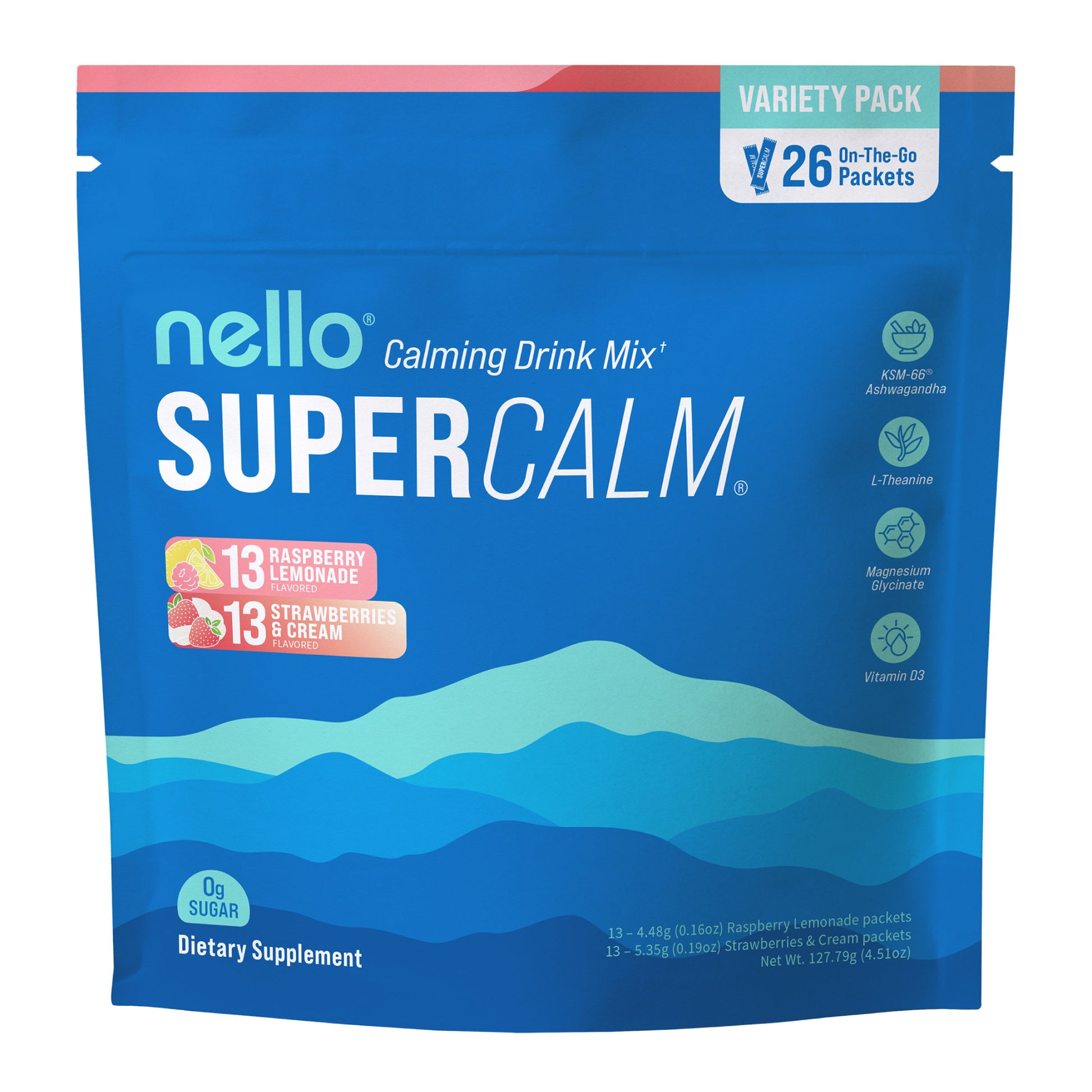 Nello Supercalm Drink Mix, Variety Pack, 26-Ct