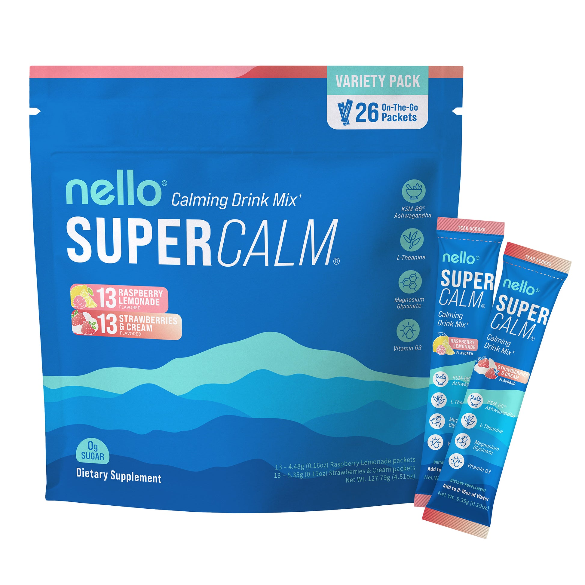 Nello Supercalm Drink Mix, Variety Pack, 26-Ct