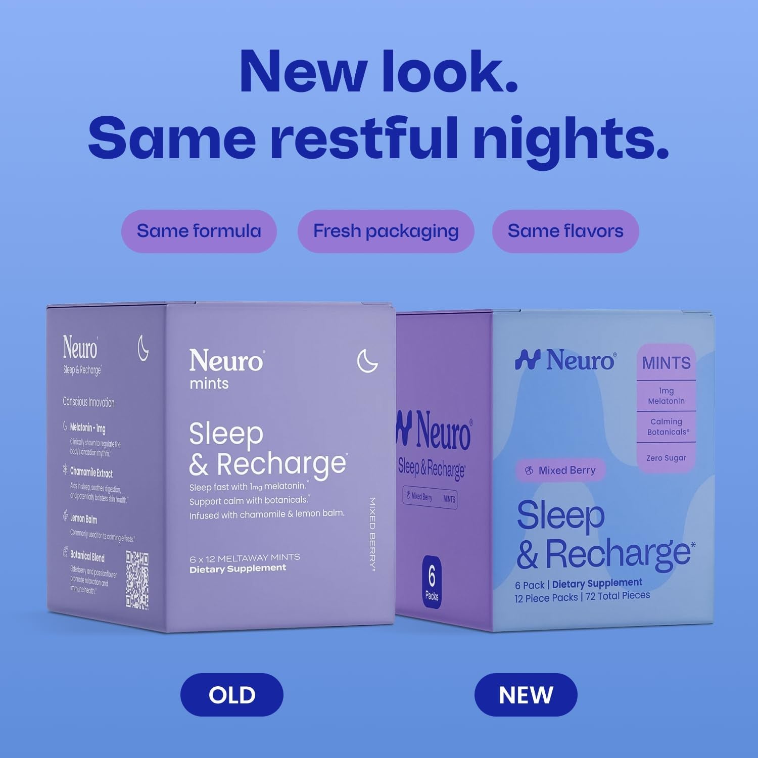 Sleep & Recharge Meltaway Mints - Sleep Aid for Adults with Melatonin 1Mg, Chamomile & Elderberry - Travel Essentials for Nighttime Relaxation & Healthy Rest Cycle - Mixed Berry (72 Ct)