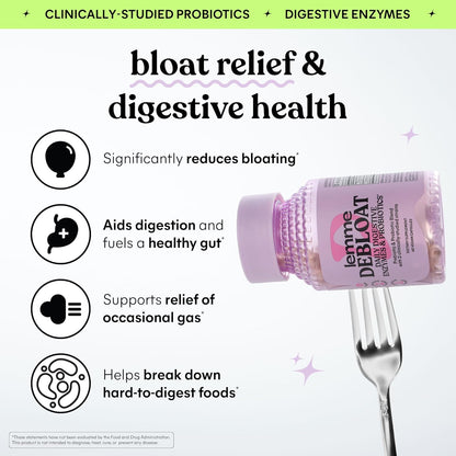Debloat 3-In-1 Prebiotic, Probiotic & Digestive Enzyme Capsules for Bloating & Gas Relief - 2 Clinically Studied Probiotics W/5 Digestive Enzymes to Improve Digestion, Women & Men, (60 Count)